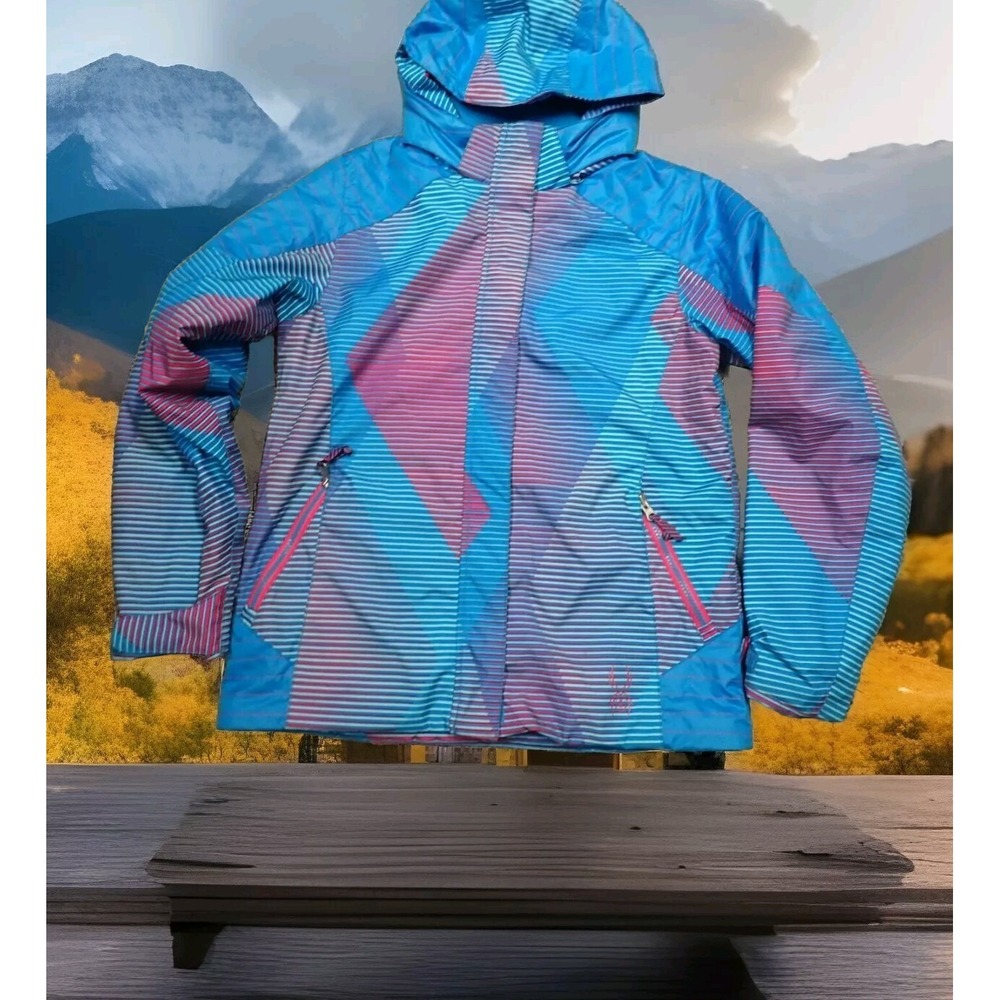 Spyder Ski Jacket Kids Size 16 Blue Pink Excellent Thinsulate‎ Hooded Coat